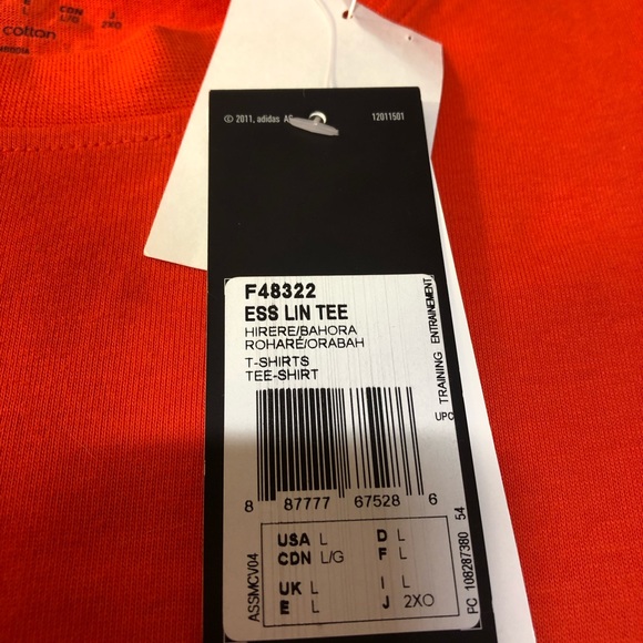 Adidas 3 stripe T-shirt Men’s Large climalite cotton 2013 release NWT Orange - Picture 5 of 12